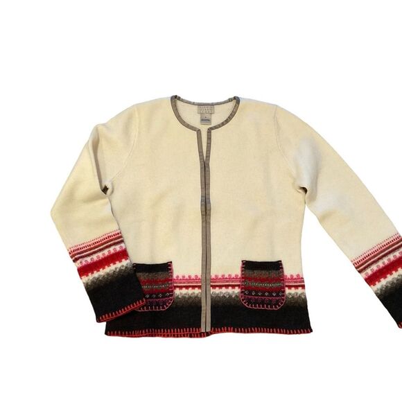 Sigrid Olsen Sport 100% Wool Sweater Cardigan Aztec Southwest Blanket Sz S - Picture 4 of 14